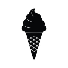 Elegant Black Ice Cream Cone Icon Design with a Grid Pattern