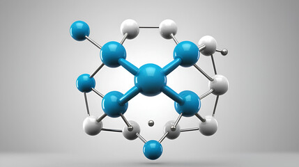 A digital model of a molecule, showing its atoms and chemical bonds.