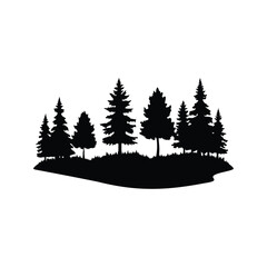 Fototapeta premium A Silhouette of Coniferous Trees Forming a Forest Edge on Hill