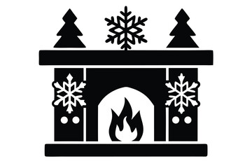 christmas fireplace vector icon