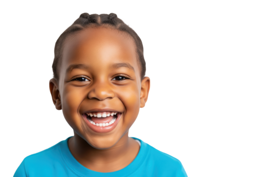 Happy Young African American Boy Smiling, isolated on a transparent background


