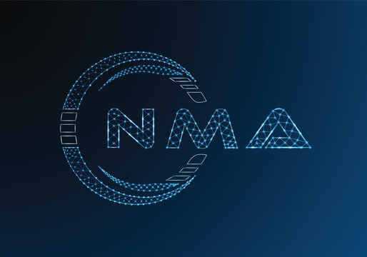 NMA low poly letter logo vector design. NMA lower poly logo design. Low poly logo.