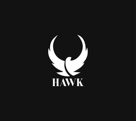Abstract Hawk Wings Logo Design on Black bg