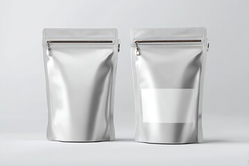 Glossy transparent pouch with zip lock closure displayed on a white background for custom design.
