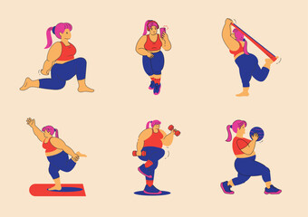 plus size women workout illustrations