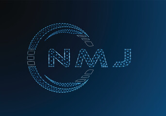 NMJ low poly letter logo vector design. NMJ lower poly logo design. Low poly logo.