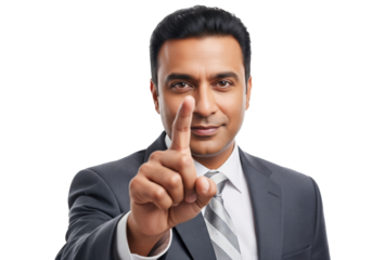 Confident Businessman Pointing at Camera, isolated on a transparent background
