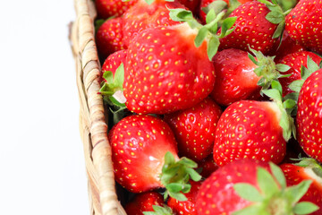 Close-Up of Ripe Strawberries in Basket