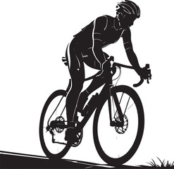 Naklejka premium Black silhouette of a cyclist in motion isolated on transparent background