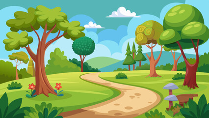 Obraz premium nature park with trees and path scenery landscape