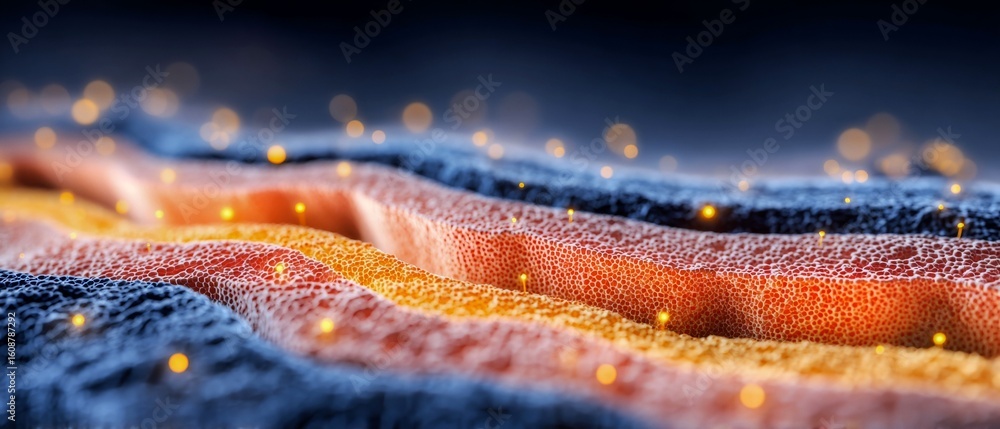 Poster a colorful, abstract image of a striped fabric with a yellow stripe. the image has a dreamy, surreal