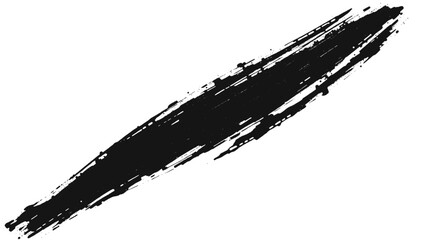 Obraz premium Vector art of a long, textured black ink brush stroke isolated on a white background