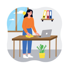 Cleaning office Vector illustration. EPS 10 file