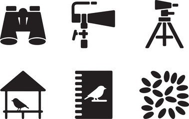 Obraz premium Birdwatching and Nature Observation Icons Collection