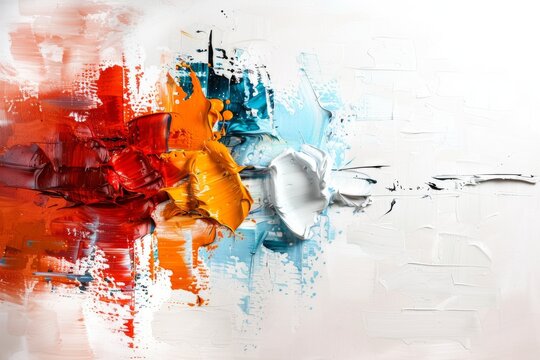 Abstract oil painting showing colorful brushstrokes and impasto technique