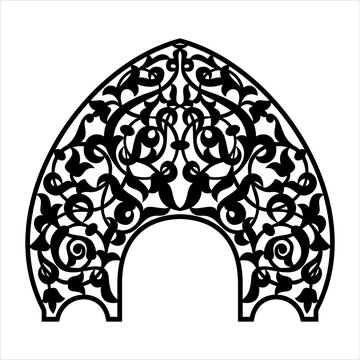 Laser Cut Ornamental Arch Design &ndash; Floral Decorative Gate SVG for Wedding & Craft Use