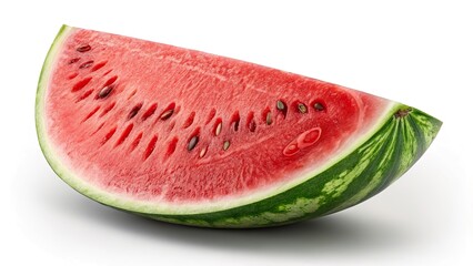 Ripe watermelon slice showcasing vibrant red flesh and green rind perfect for summer enjoyment and refreshment