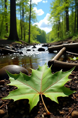 water in the forest falling leaf.