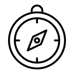 Classic Compass Navigation Tool Icon. Symbol for Direction Exploration Travel and Outdoor Adventure Guidance. Line Art Vector Illustration for Global Discovery.