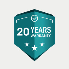 20-Year Warranty Badge Sign illustration vector.