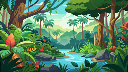 tropical rainforest safari jungle background