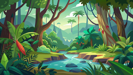 tropical rainforest safari jungle background