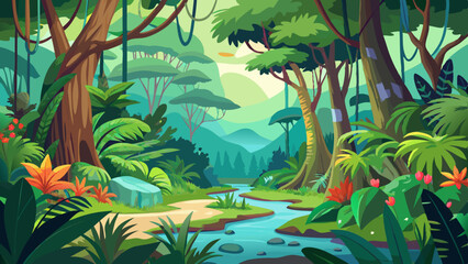 tropical rainforest safari jungle background