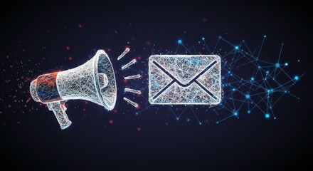 Digital Communication Megaphone Sending Messages and Information Through Networks Demonstrating Global Connectivity and Information Dissemination