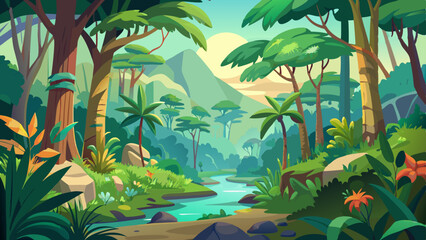 tropical rainforest safari jungle background