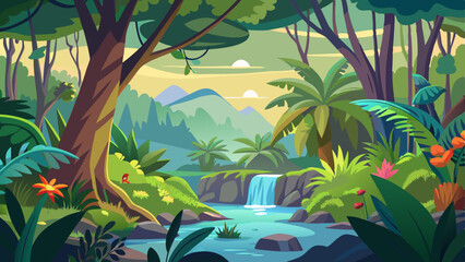 tropical rainforest safari jungle background