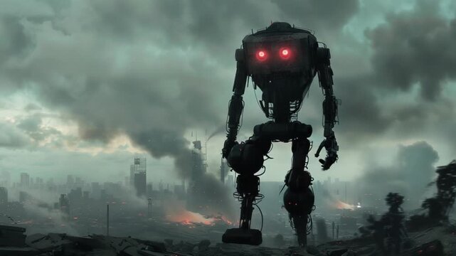 post-apocalyptic AI war killer robots vs human 4K Videos 