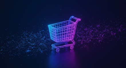 Digital Futuristic Shopping Cart Representing E commerce Online Retail Growth Technology Innovation