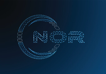 NOR low poly letter logo vector design. NOR lower poly logo design. Low poly logo.