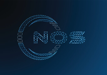 NOS low poly letter logo vector design. NOS lower poly logo design. Low poly logo.