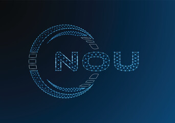 NOU low poly letter logo vector design. NOU lower poly logo design. Low poly logo.
