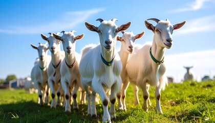 White Goats Running Field 