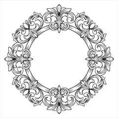 Ornate Engraved Frame with Flourishes and Fleur-de-Lis Accents