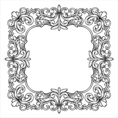 Ornate Engraved Frame with Flourishes and Fleur-de-Lis Accents