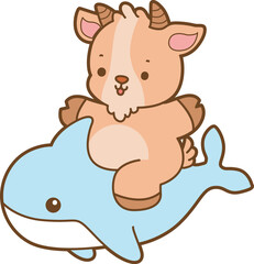 Cute goat animal icon stickers with variation activities.