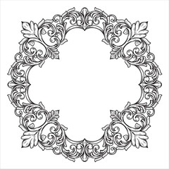 Ornate Engraved Frame with Flourishes and Fleur-de-Lis Accents