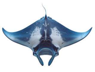 Graceful Manta Ray Gliding in Side Profile with Wing-Like Fins  Isolated on Transparent Background 