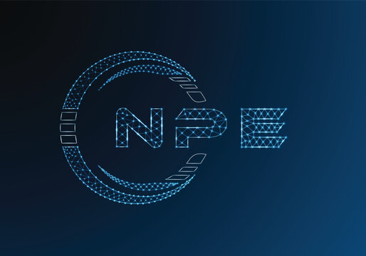 NPE low poly letter logo vector design. NPE lower poly logo design. Low poly logo.