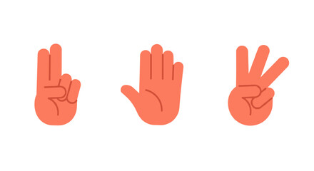Obraz premium Rock paper scissors hand gesture icons in flat design style