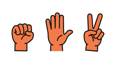 Obraz premium Minimalist hand gestures: rock, paper, scissors