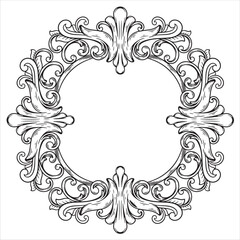 Ornate Engraved Frame with Flourishes and Fleur-de-Lis Accents