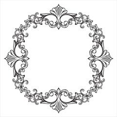 Ornate Engraved Frame with Flourishes and Fleur-de-Lis Accents