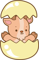 Cute goat animal icon stickers illustration elements. 