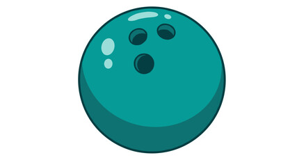 Teal bowling ball with highlighted surface on white background