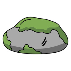 stone covered with moss flat color vector illustration template design