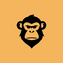 simple angry monkey animal logo vector illustration template design